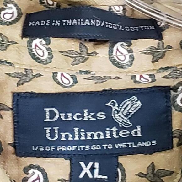 Ducks Unlimited Shirt Tan Khaki Button Down Men's Size XL Long Sleeve - Picture 6 of 8